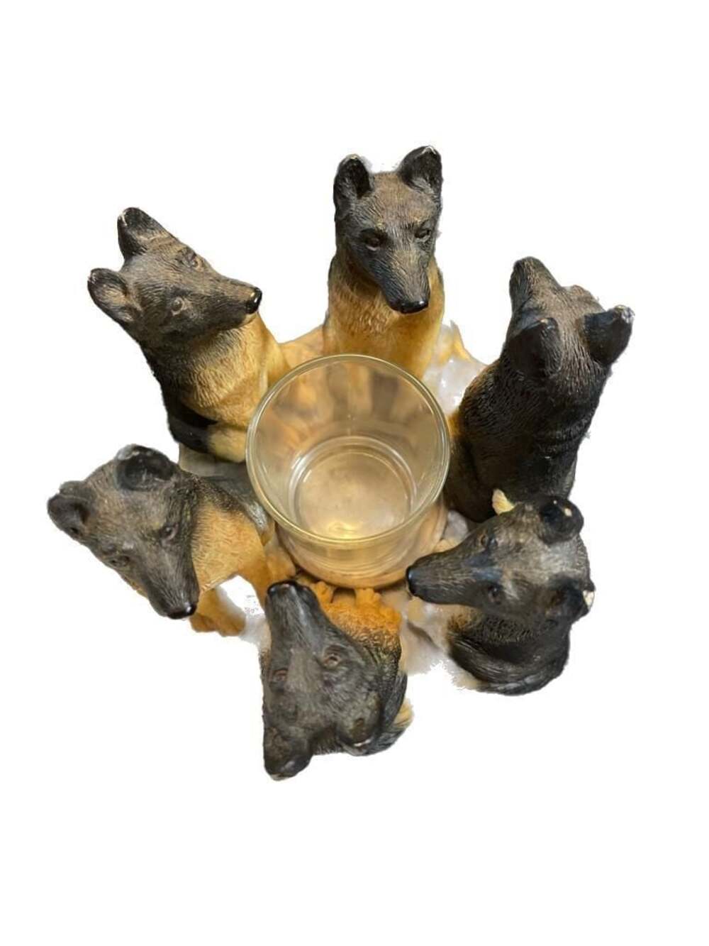 German Shepherd Dog Circle Votive‎ Candle Holder Figurine Remembrance